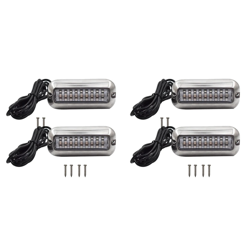 

4Pcs 27 Blue LED Stainless Lights Underwater Pontoon For Marine Boat Transom