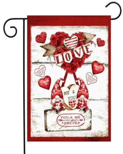 Valentine Gnomes Hot Air Balloon   Garden Flag ~   Double Sided  * Top Quality ZZU hhz