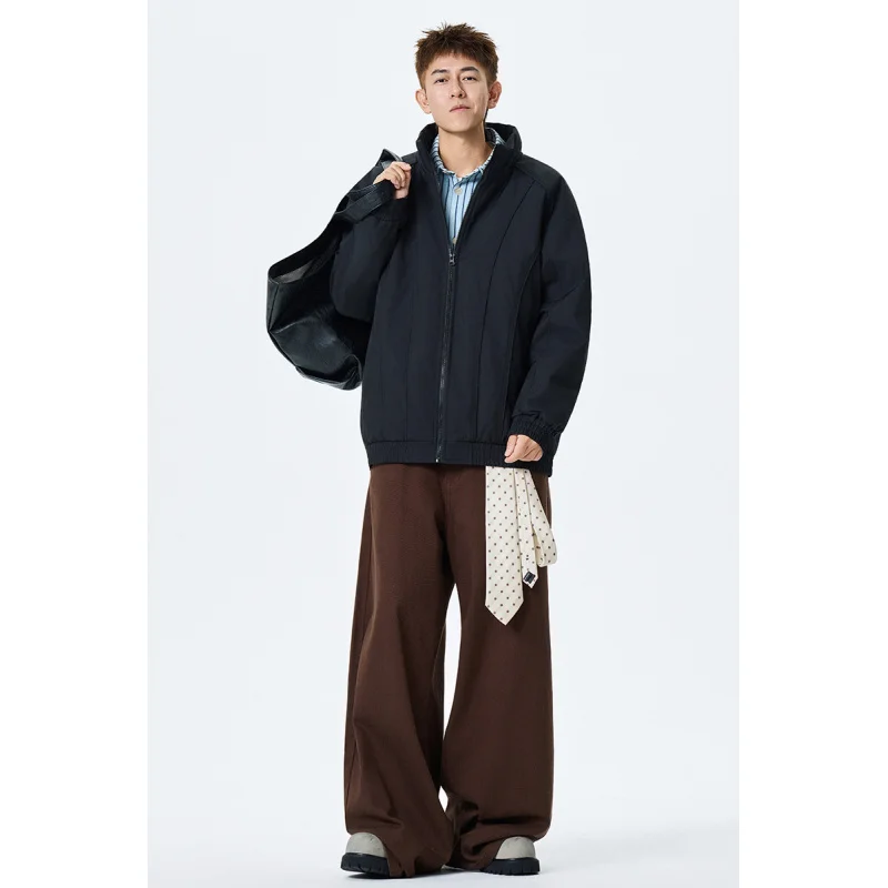 ملابس قطنية للرجال من GIOIOM، سترة شتوية جديدة سميكة ودافئة بياقة واقفة مقاومة للماء مع حشوة من القطن الخالص #4