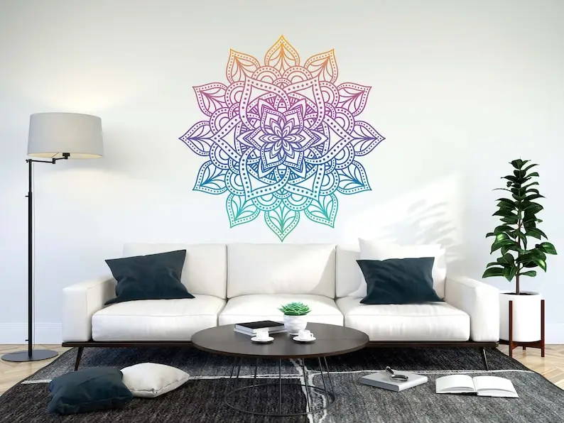 Mandala Wall Decal Headboard Master Bedroom Boho Bohemian Decor Vinyl Sticker Yoga Studio Namaste Ornament Mandala Decals Decor