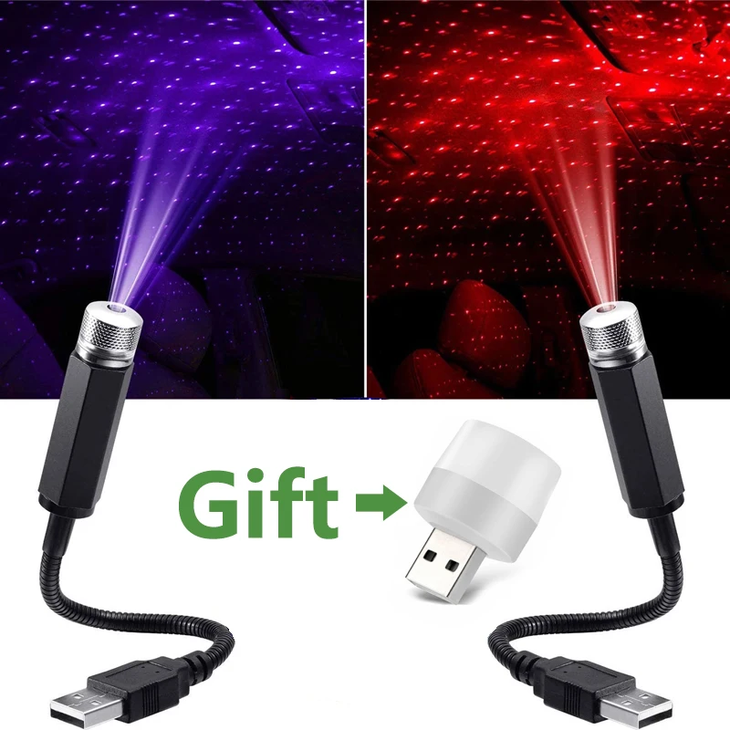 Romantique LED ciel étoilé veilleuse 5V USB alimenté galaxie étoile projecteur lampe pour voiture toit chambre plafond décor Plug and Play