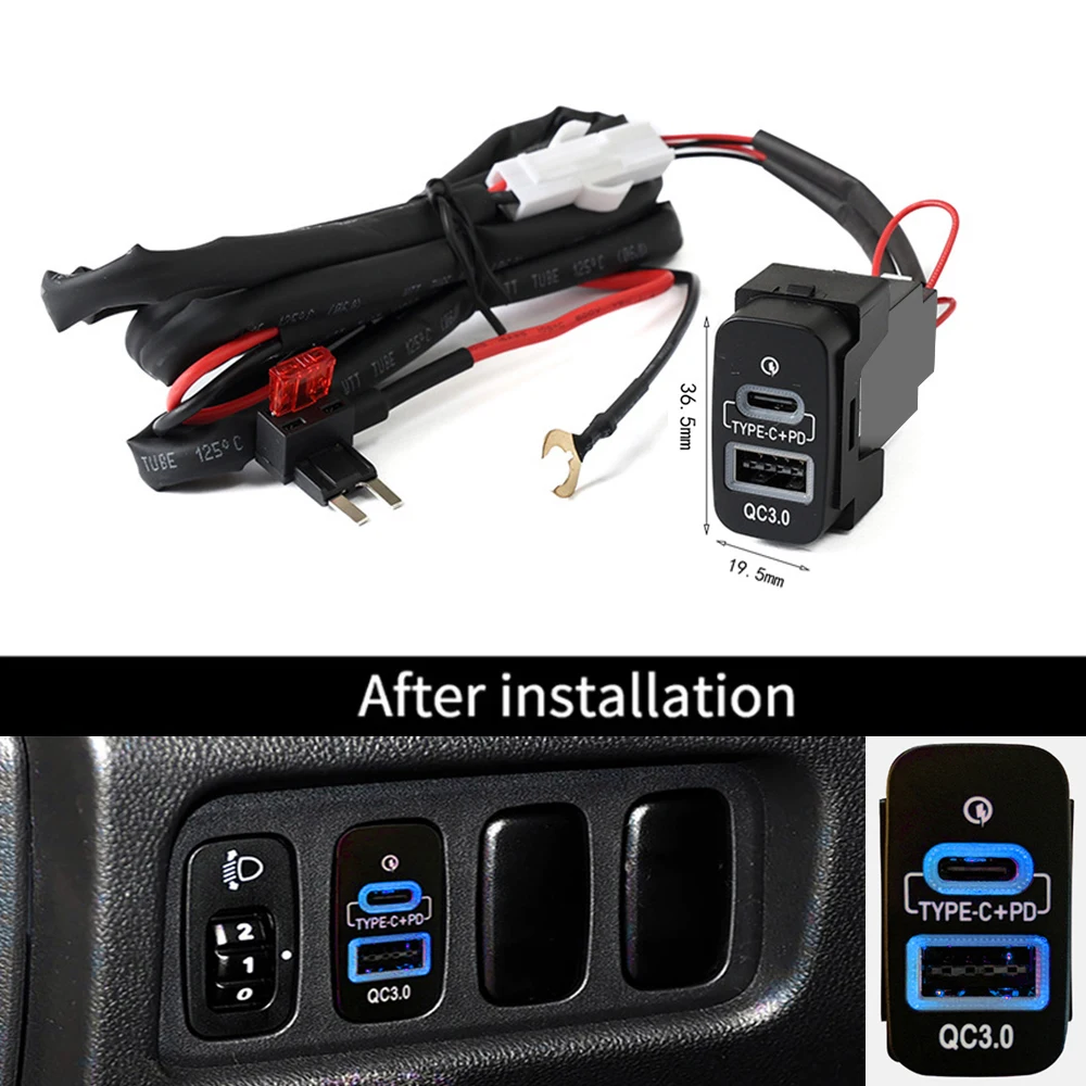 PD QC3.0 Autoladegerät Typ-C PD USB QC3.0 Adapter Modifizierte Ladebuchse für Outlander LancerEX Pajero Sport ASX V73 V93 V97