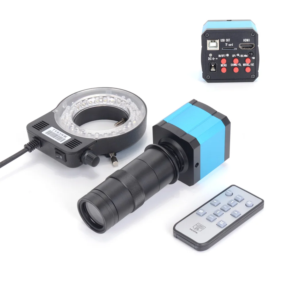 كاميرا مجهر فيديو صناعية رقمية HAYEAR HD 2K 14MP 1080P HDMI CCD 100X C-Mount عدسة تكبير 56LED ضوء لحام PCB