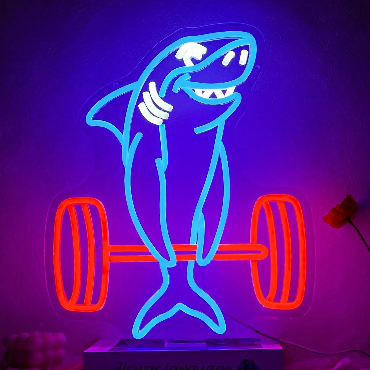 Shark Weight Lifting Neon Sign Dimmable USB Powered Neon Light For Gym Fitness Club Man Cave Sports Room Wall Decor Night Light