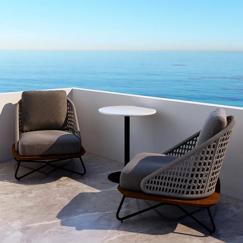 

Уличный диван, веревочная мебель, скандинавская клубная модель, комната для трех человек, открытый двор, балкон, журнальный столик, диван из ротанга