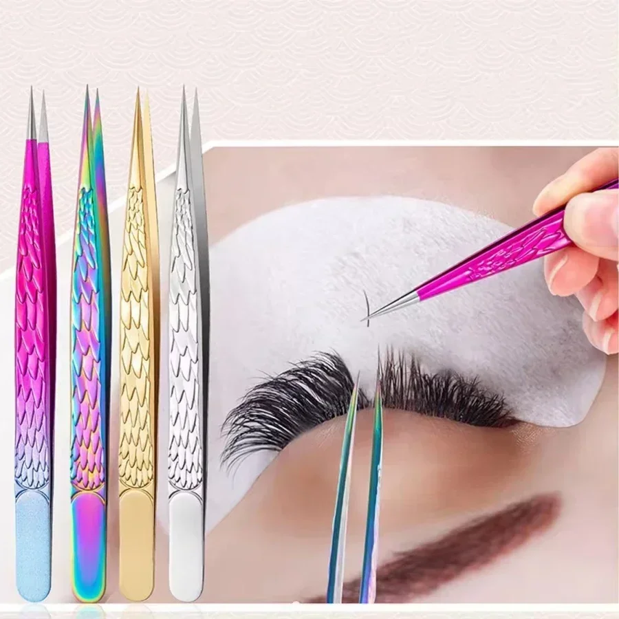 ピンセット ラッシュピンセット 尖ったにきび除去チップピンセット 1pc ストレート尖った分離ピンセットまつげエクステンション