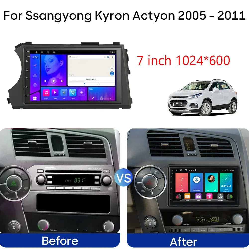 Car Radio For Ssangyong Kyron Actyon 2005-2011 Head Unit Multimedia Video Player Android Auto GPS Navigation BT WIFI No 2din DVD