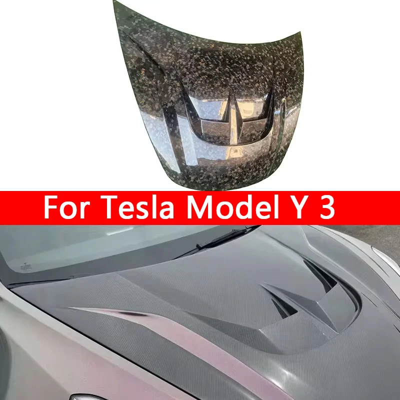 For Tesla  Model Y 3 Carbon Fiber Hood Forged carbon Engine Cover The trunk lid Hood Car Headliner Hood Cover Upgrade body kit