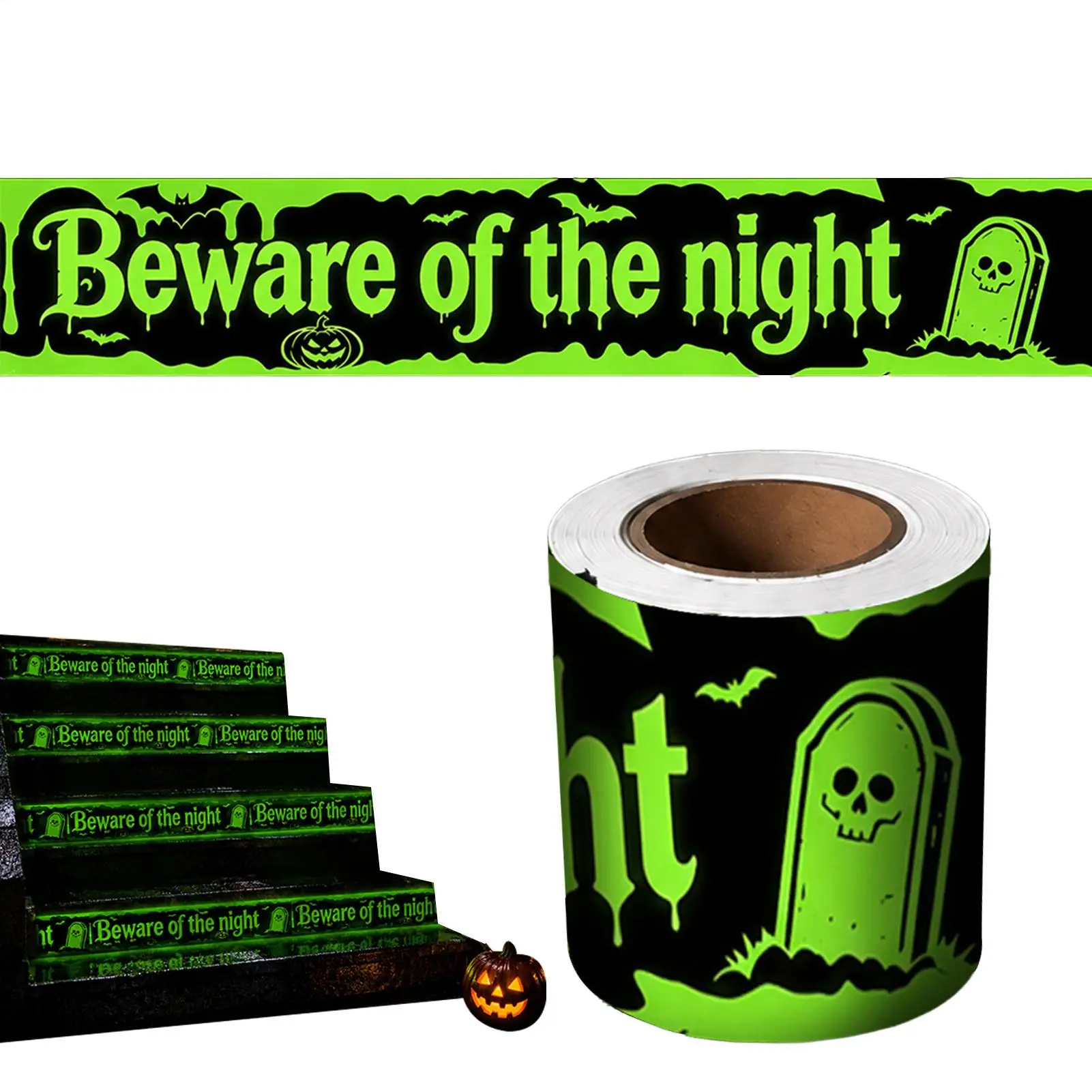 2026 Halloween Caution Tape Spooky Halloween Glowing Warning Decoration Haunted House Caution Tape For Home Haunted House Party