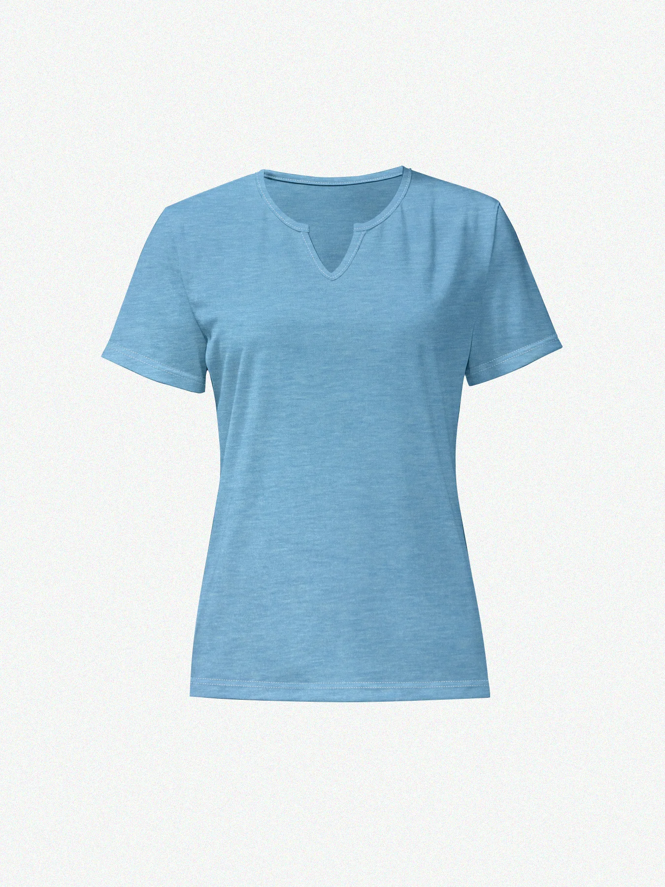 Sommer 2026 Neues Damen-T-Shirt mit V-Ausschnitt, Kurzarm, elegant, lässig, einfarbig, aus Baumwolle – Detail 6