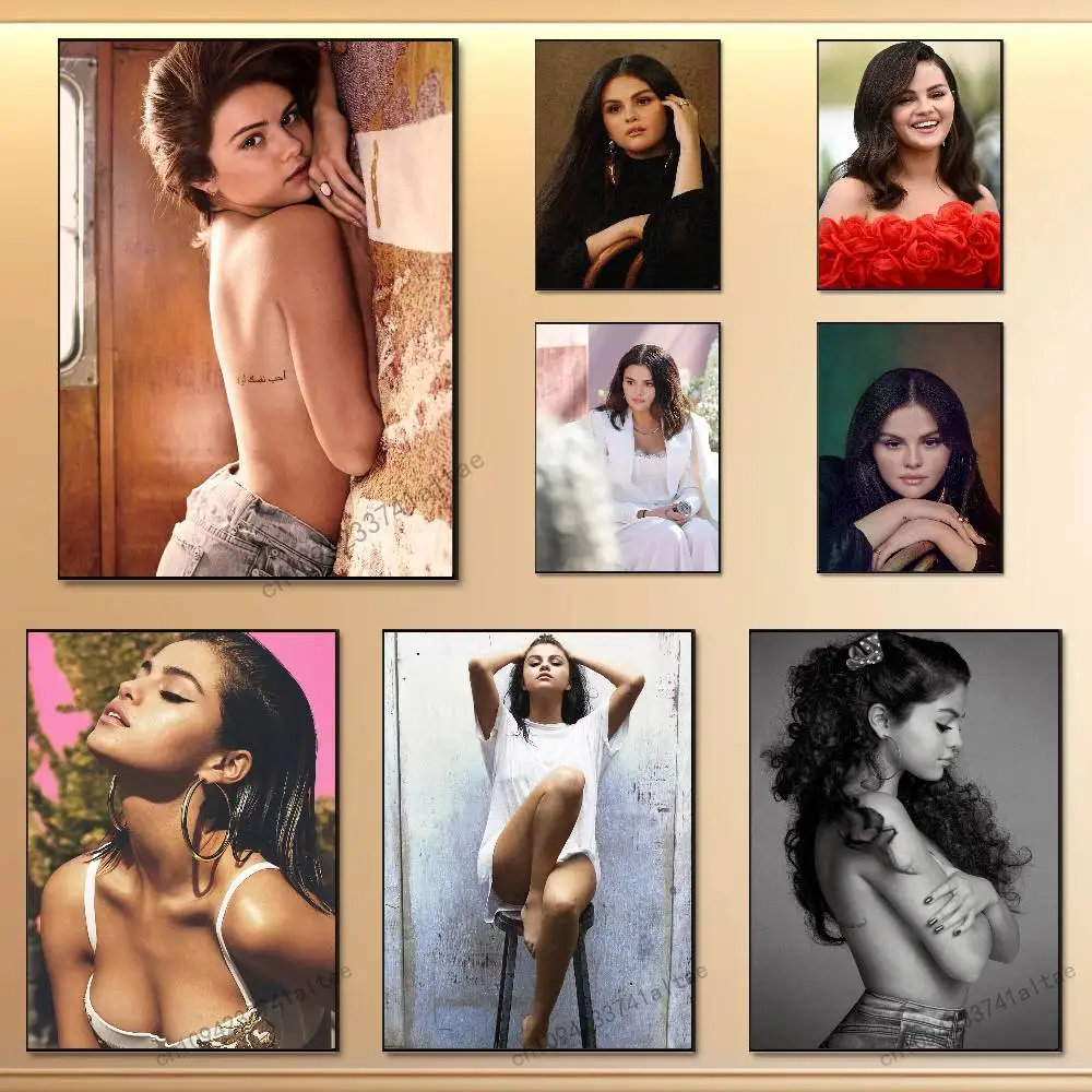 

S-Selena G-Gomezes Singer Poster HD Art Sticky Wall Aesthetic Decoration Waterproof Home Living Room Bedroom Bar
