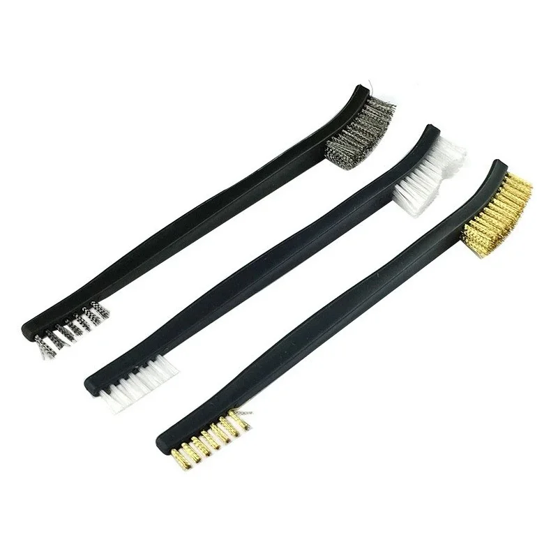 3-16pcs Double-end  Mini Wire Brush Set Stainless Steel Brass Nylon Cleaning Polishing Detail Metal Rust Brush Cleaning Tool