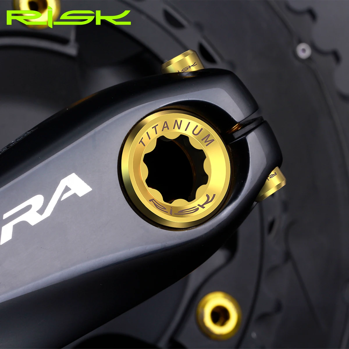 Risk Titanium Alloy Crank Arm Cover, M20*8mm Bike Chainwheel BB Crank Arm Bolts, Fit XT/XTR/SLX/Deore 105/UT/DA Crankset, Screws