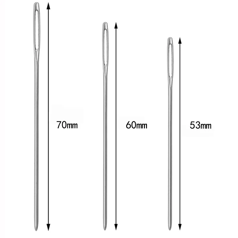 50Pcs 16*5.3-6-7mm Blunt End Needles DIY Hand Sewing Needles Useful For Stitching Leather Large Eyes Needle Sewing Tools