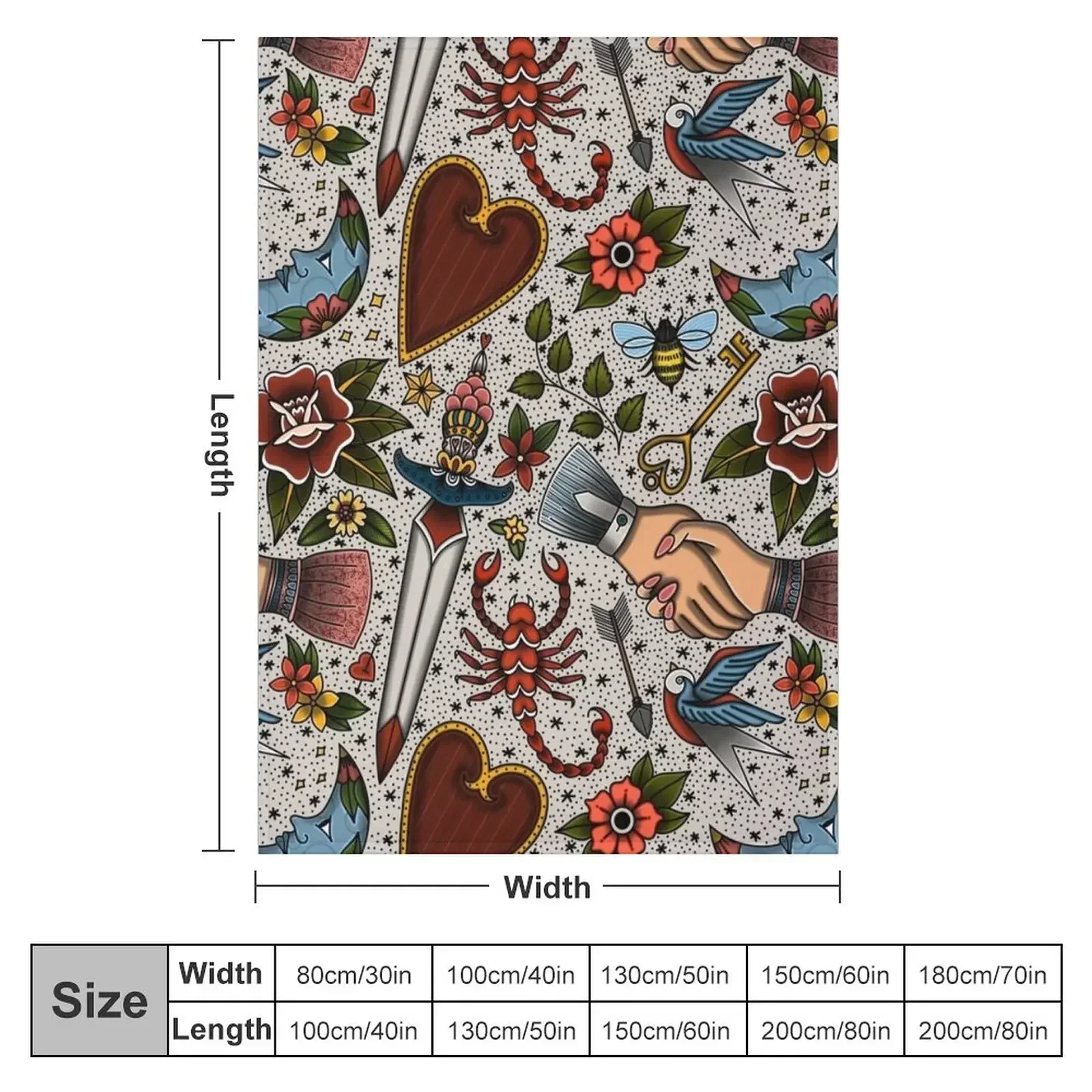 American Traditional Flash Pattern Throw Blanket Multi-Purpose Sleeping Bag Blankets