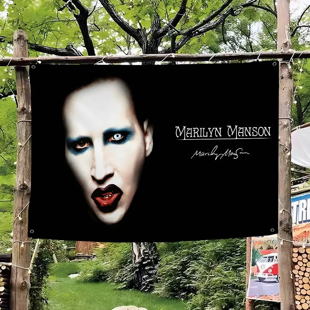 Classic Singer M-Marilyn M-Manson DIY Flag For Family Group Photo Living Room Home Dorm Decor Wall Art Decor Banner