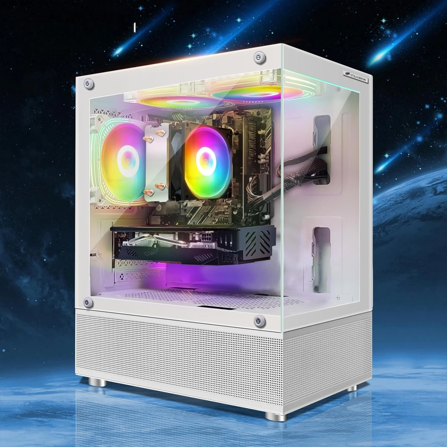كمبيوتر مكتبي للألعاب، AMD Athlon 3000G 3.5G، Radeon RX 580 16G GDDR5، 16G DDR4، 1T SSD، 600M WiFi، BT 5.0، RGB Fan x 3، جديد