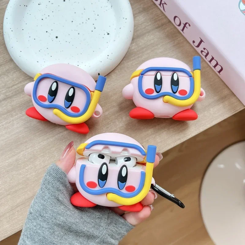 Cute Diver Kirby Earphone Case for Airpods Pro 1 2 3 4 Cartoon Silicone Wireless Bluetooth Earbuds Protective Cover Accessories