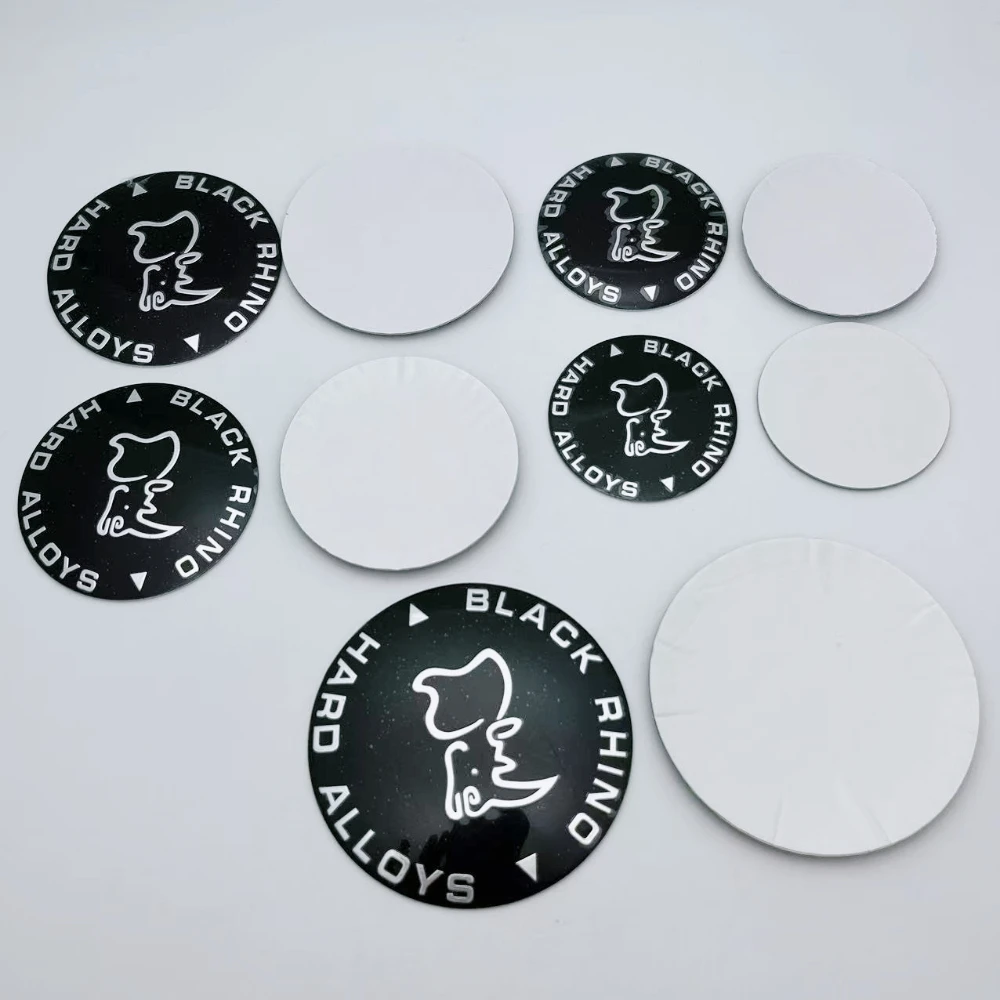 4pcs Black Rhnio Logo Emblem Car Wheel Stickers 45mm 52mm 56mm 65mm 69mm 80mm Replace Car Accessories Wheel Center Cap Badge view 2