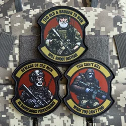 Army Infantry Tactical Patch Dangerous Old Man Printing Patches Hook and Loop Soldier Morale Badge Military Backpack Sticker