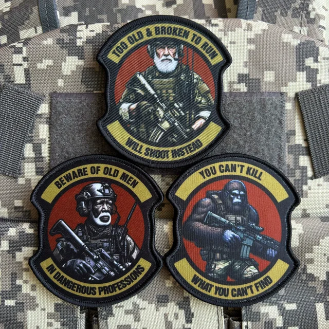 Naszywka taktyczna piechoty wojskowej Niebezpieczny stary człowiek Naszywki z nadrukiem Hak i pętelka Odznaka morale żołnierza Naklejka na plecak wojskowy