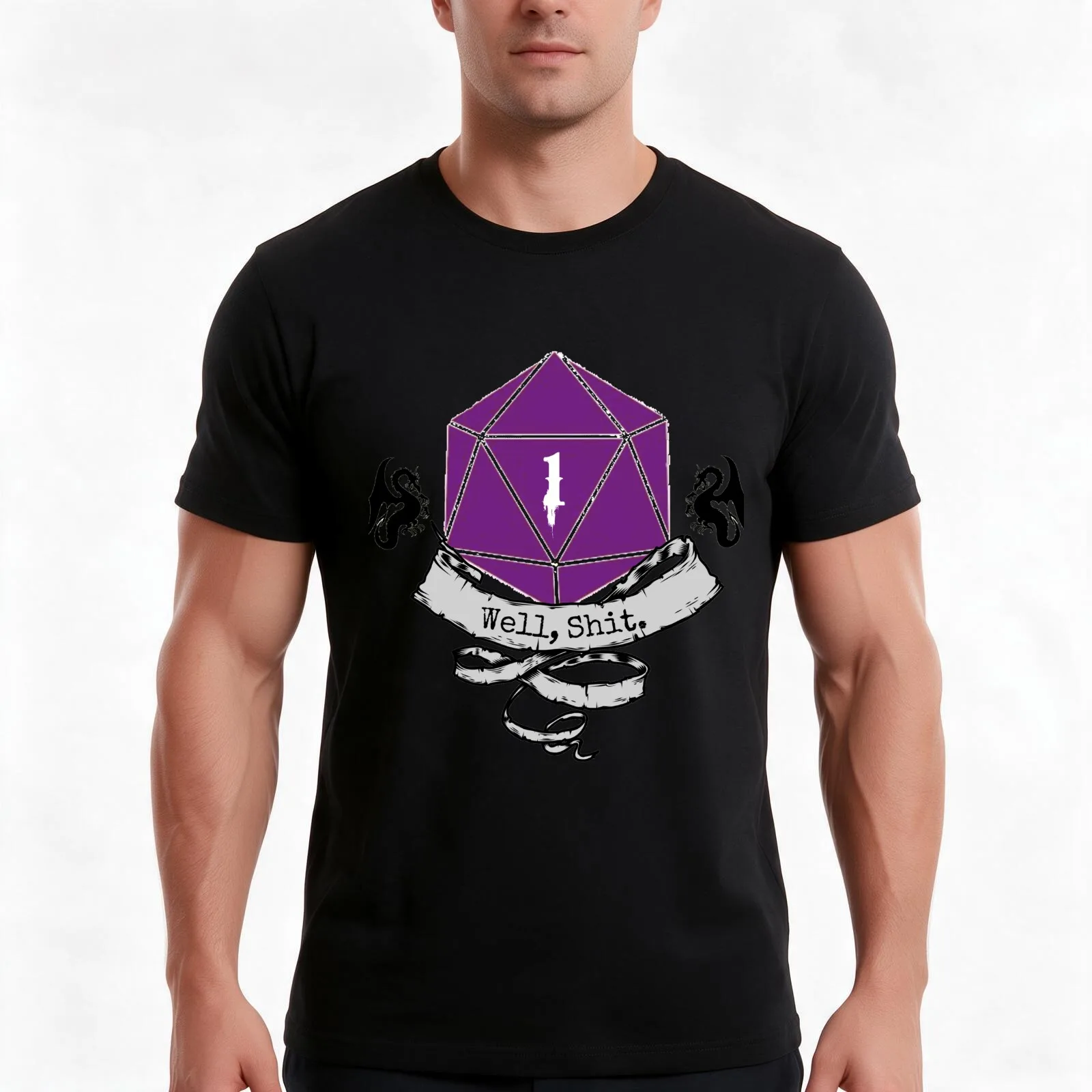 Critical Fail Roll T-Shirt, Summer Casual Cotton Tee, Oversized Streetwear Tops, Vintage Graphic Print, Loose Fit Short Sleeve