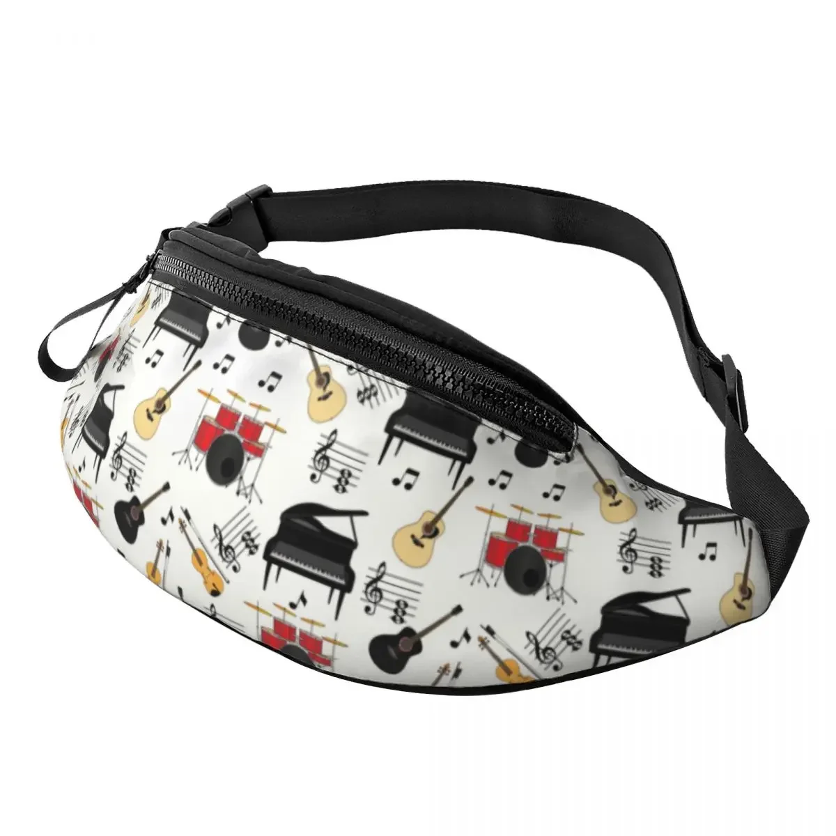 

Musical Piano Guitar Musical Notes Drums Fanny Pack for Camping Men Women Music Notes Crossbody Waist Bag Phone Money Pouch