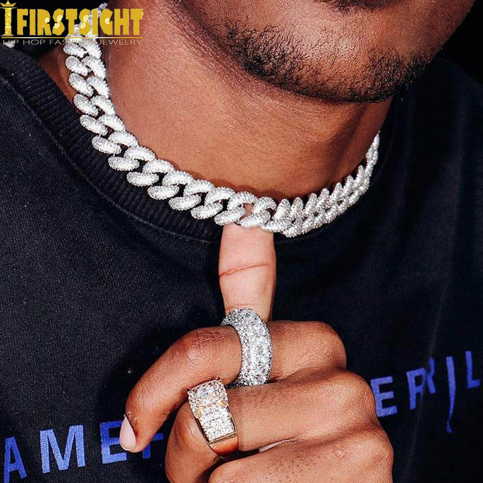 2024 New Silver Color Heavy Chunky Prong Cuban Link Chain Necklace