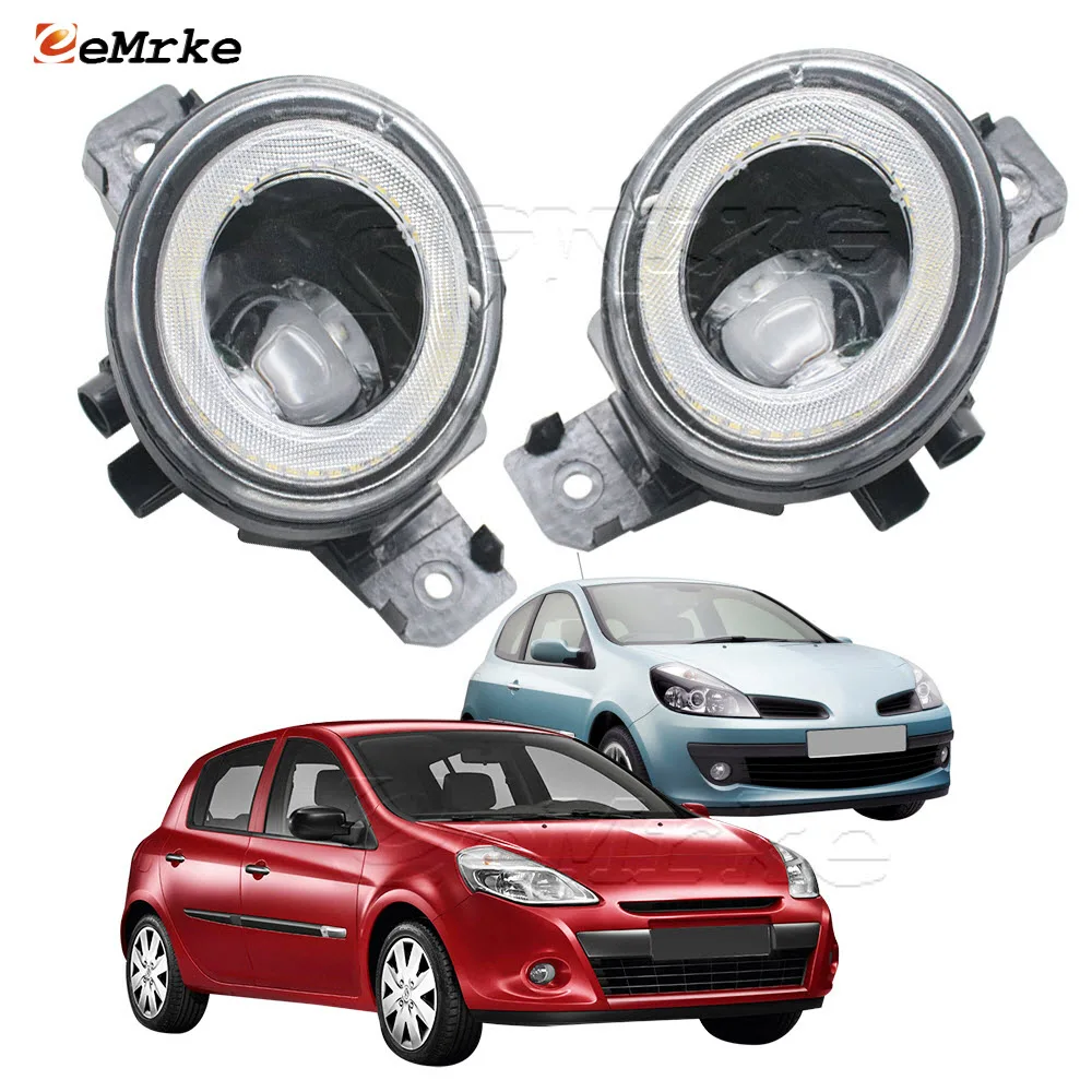 

LED Fog Llight Assembly PTF + Car Angel Eye DRL for Renault Clio 3 MK3 iii BR_, CR_, KR 2006-2012 Daytime Running Lights W/ Lens