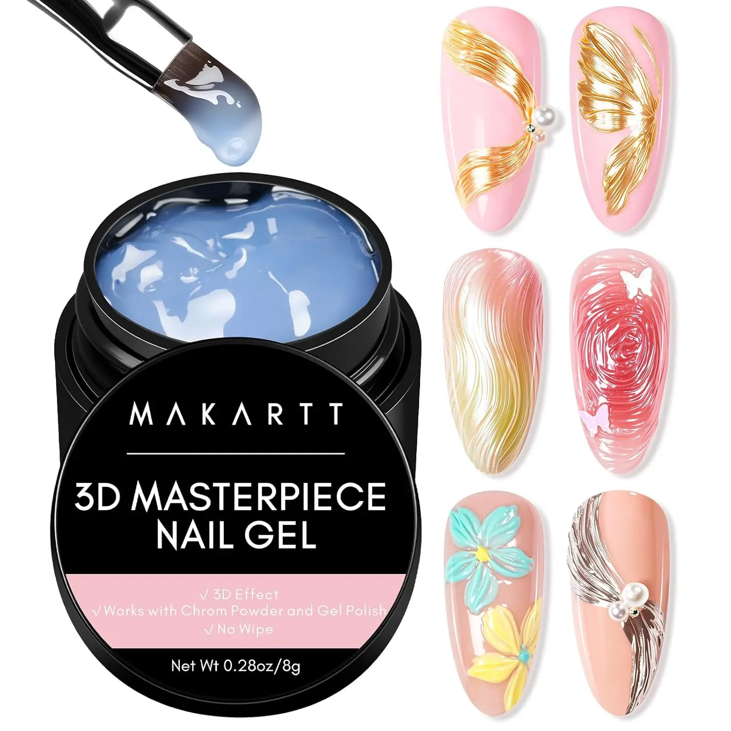 

Makartt 3D Texture Гель для ногтей, 3D гели для скульптуры ногтей для дизайна ногтей, зеркальный хромированный порошок для ногтей, гели для лака, 3D покраска по металлу