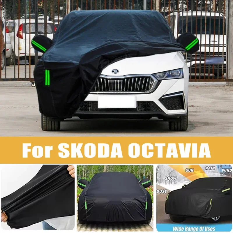 For SKODA OCTAVIA Full Car Cover Four Seasons Outdoor Sun Anti UV Rain Snow Dust Protection Oxford Cloth Accessories