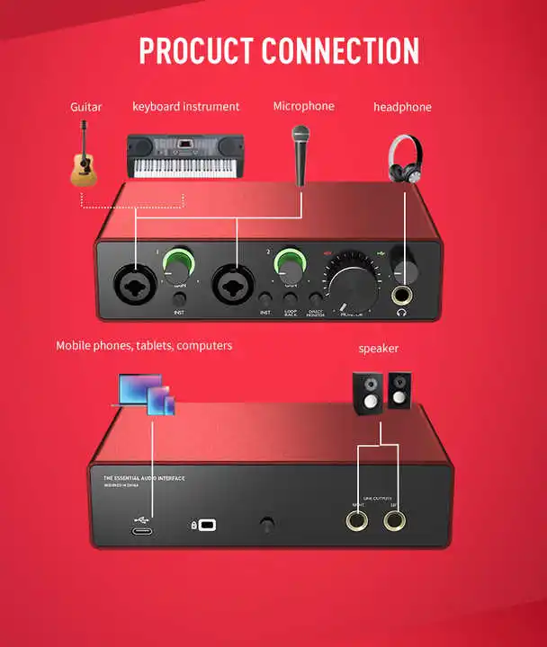 X2 Studio di registrazione esterno professionale Scheda audio dal vivo Scheda audio e mixer