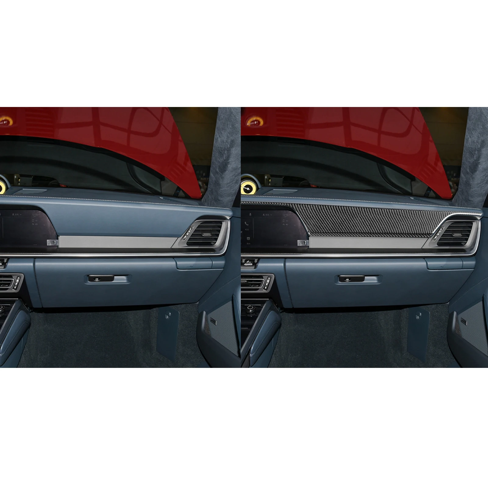 Carbon Fiber Copilot Dashboard Panel Interior Cover Trim Modification Sticker Car Accessories For Porsche 911 992 2019—2024