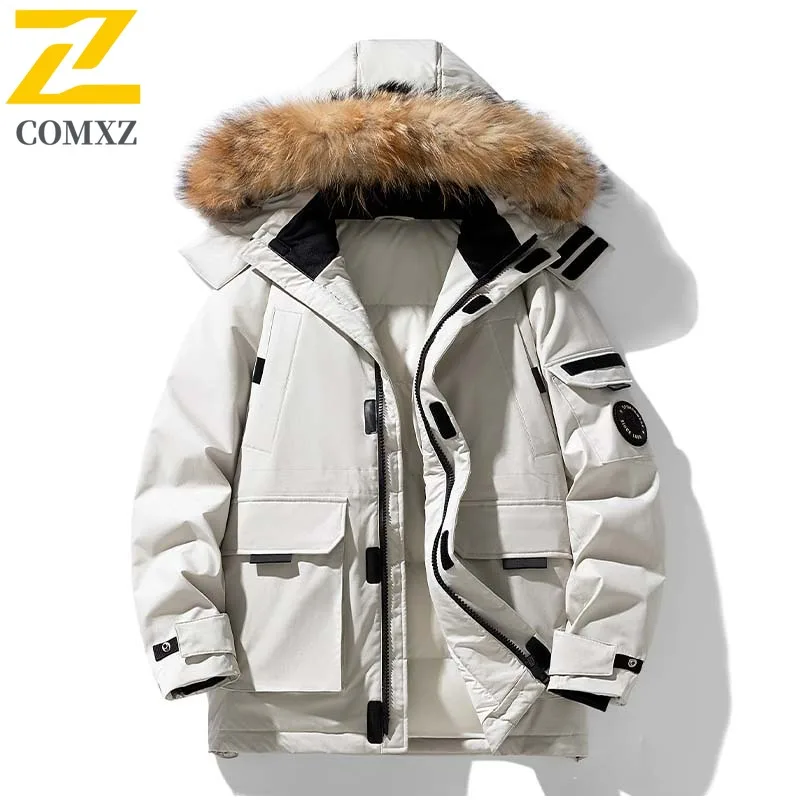 

COMXZ 2025 High Quality Warm Camouflage Down Jacket Winter Trend 90% White Duck Down Filled Mid-Length Outdoor Casual Parka Coat
