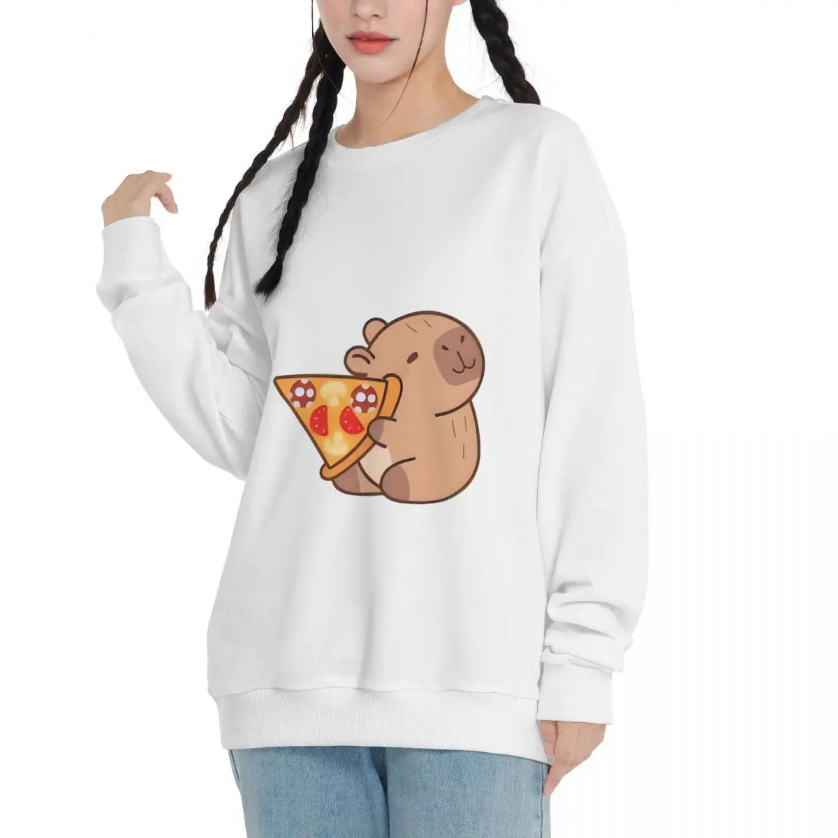 320g Cotton Polyester Autumn and winter Cute Pizza And Animal trend warm Adult Sweatshirts for couples