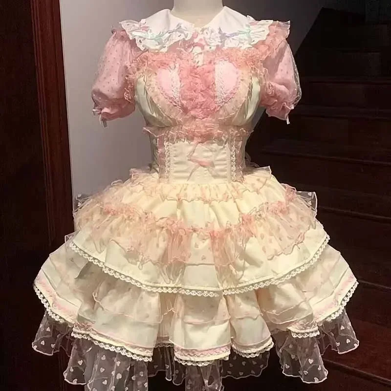 SN55Sweet Lolita Dress Girls Sleeveless JSK  Black Pink White Lolita Dress Without Shirt Party Dress For Girls Plus Size@54WE