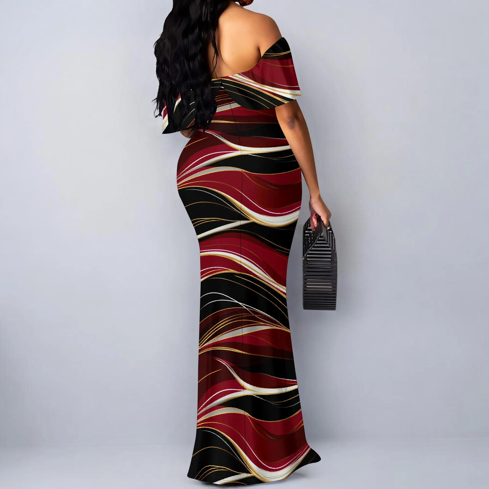 Women's Off Shoulder Maxi Dress Sexy Hawaiian Floral Long Party Dresses