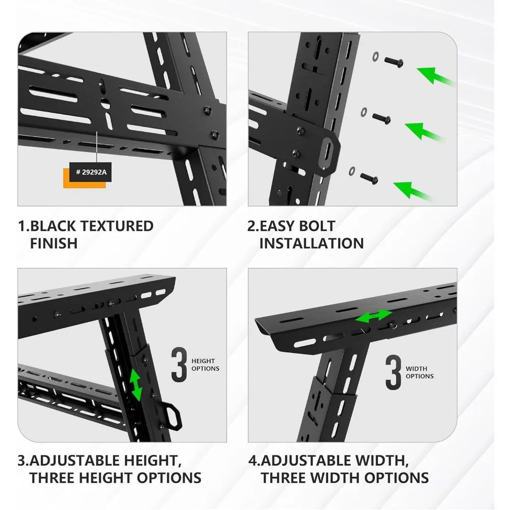 Adjustable Truck Bed Rack 16-24.8 Inches High, Cargo Carrier with LED Lights, Compatible for Various Truck Models