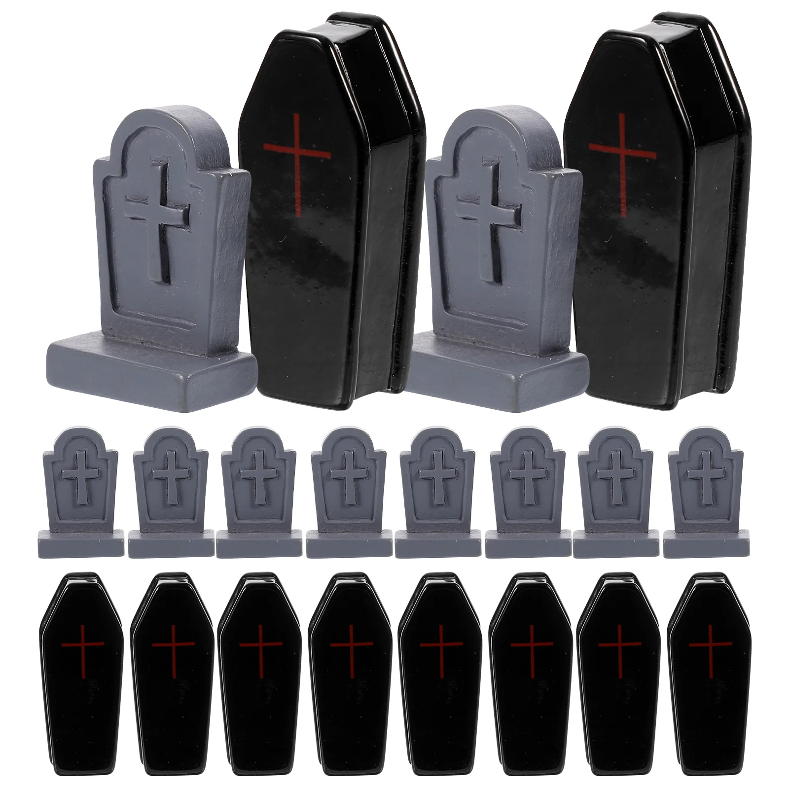 20 Pcs Mini Coffin Tombstones Black Sets Halloween Grave Decorate Party Resin Cemetery