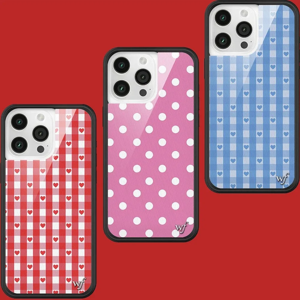 

Korea INS Cute Pink Blue LOVE grid Wildflower Phone Case for iPhone 11 12 13 14 15 16 17 Pro Max Plus Fashion lattice WF Cover﻿﻿