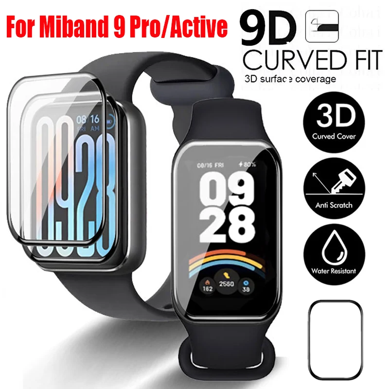 Protective Film For Xiaomi Miband 9 Active 3D Curved Edge Cover HD Clear Films Screen Protector For Mi Band 9 Pro Accessories