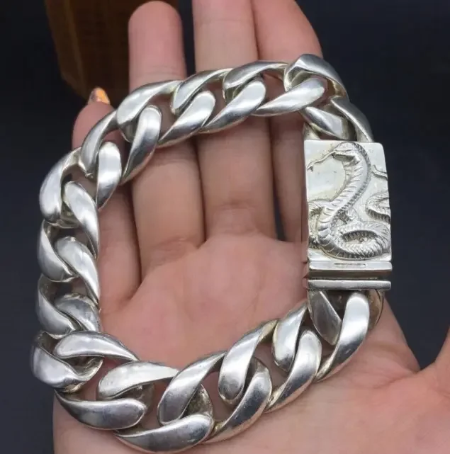Fashion Miao Silver Male and Female Zodiac Snake Noble Bracelet