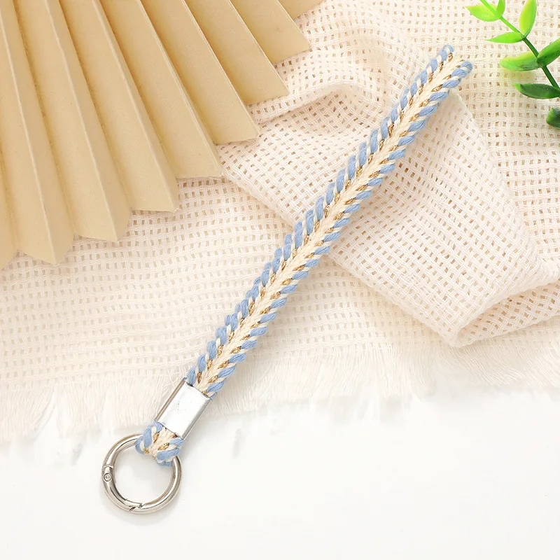 Color blocking woven strap pendant phone case with short hanging rope