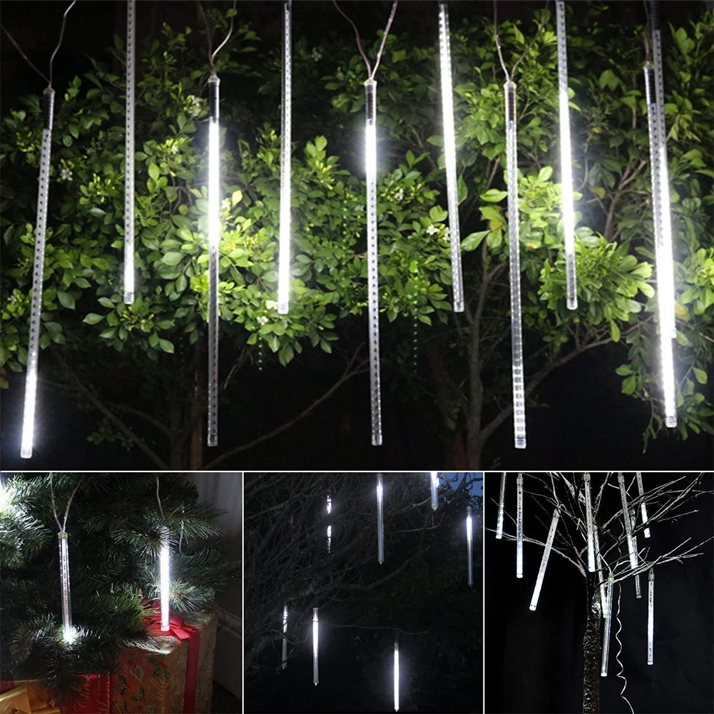 30cm 10Tubes Solar Meteor Shower Fairy Light with Remote Control Outdoor Waterproof Christmas Wedding Decoration for Home Garden