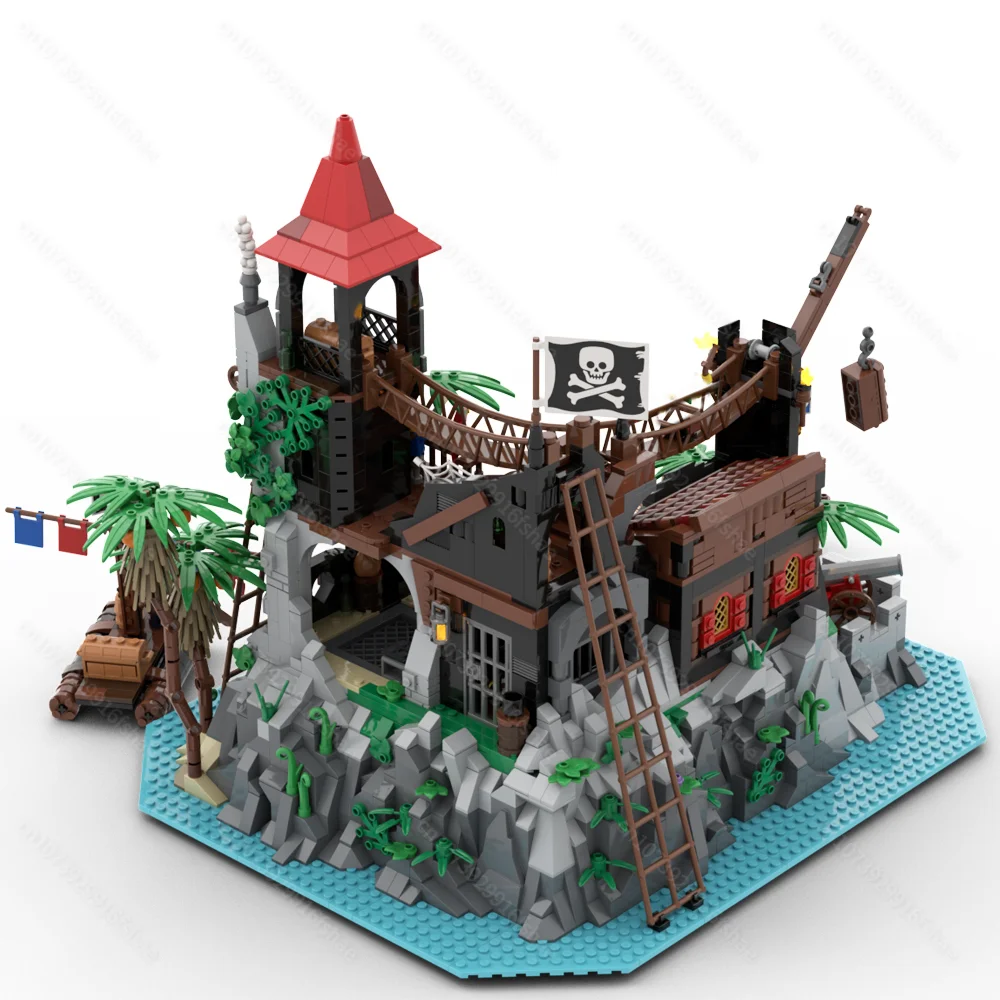 New 2446PCS medieval Pirate Series MOC Rock Island Refuge DIY creative ideas children Toy birthday Gift building blocks MOC-6273