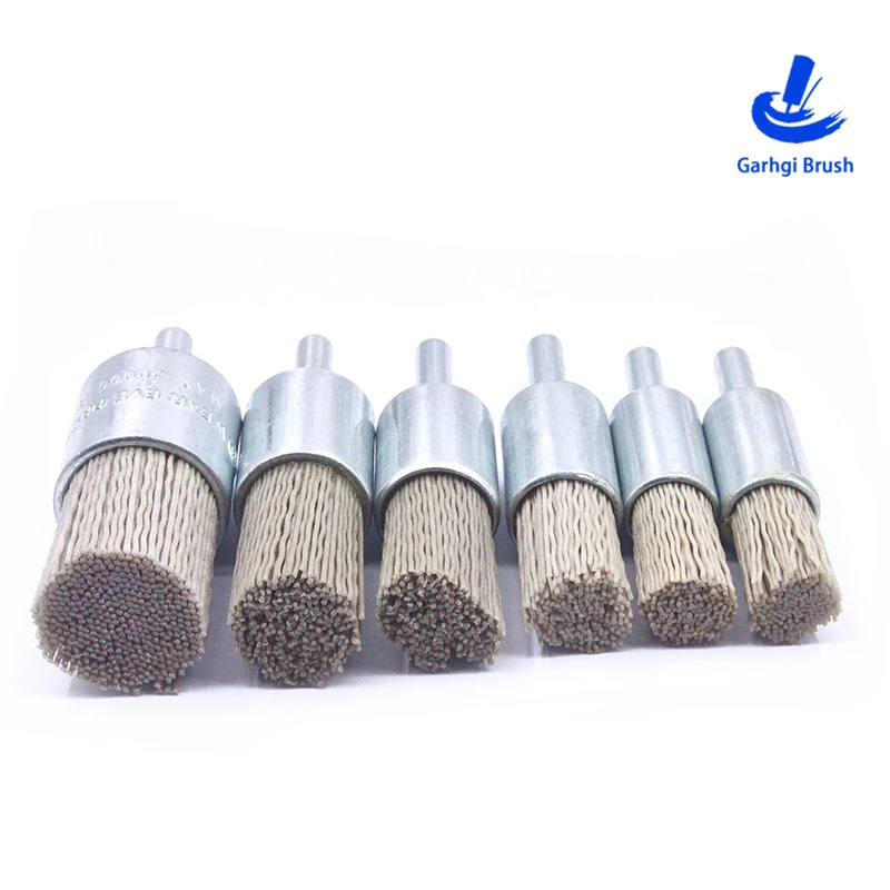 Small Abrasive Nylon End Brushes for Surface Treatment Cleaning Finishing Inside Diameter Spot Facing Recessed Areas Power Tools