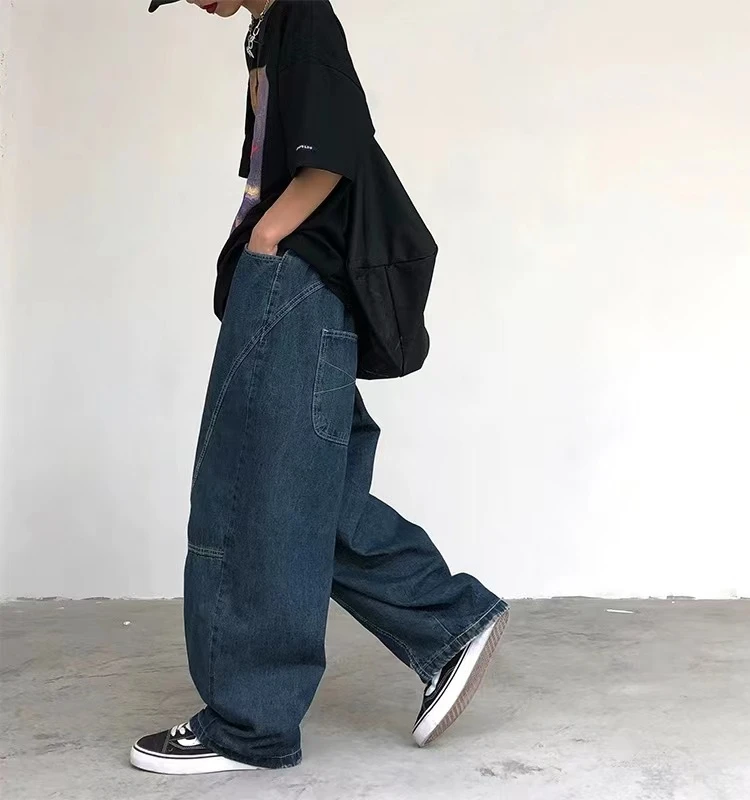 

Ретро-джинсы в японском стиле: широкие брюки-фонари, прямые, свободного кроя, для мужчин и женщин