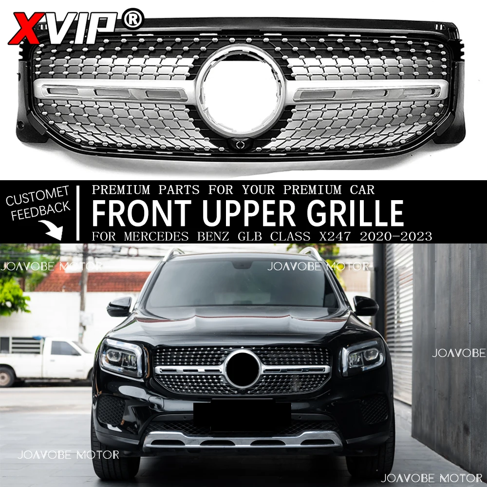 XVIP Chrom Silber Diamanten Stil Frontstoßstangengrill Racing Grill für Mercedes Benz GLB-Klasse X247 20-23 GLB200 GLB250 Facelift