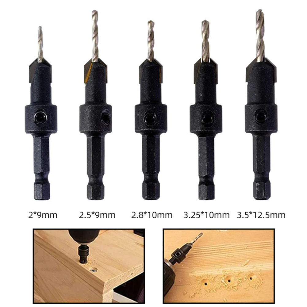 1pc 1/4 Hex Hex Shank Countersink Drill Bit Step Drill Bit Countersink Router Bit Screw Extractor For Woodworking Drilling