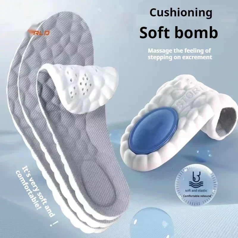 2/4PCS Feet Shock Absorption Shoe Sole Super Soft Insoles for Shoes Men Running Sports Insole Plantar Fasciitis Shoes Pads 1Pair